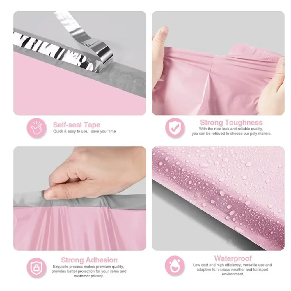 25 Count 10” x 13” Light Pink Poly Mailer Bags